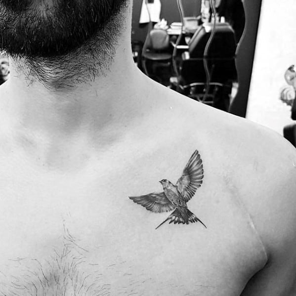 Bird Tattoo Design on Chest - Easy Bird Tattoos - Easy Tattoos - Crayon