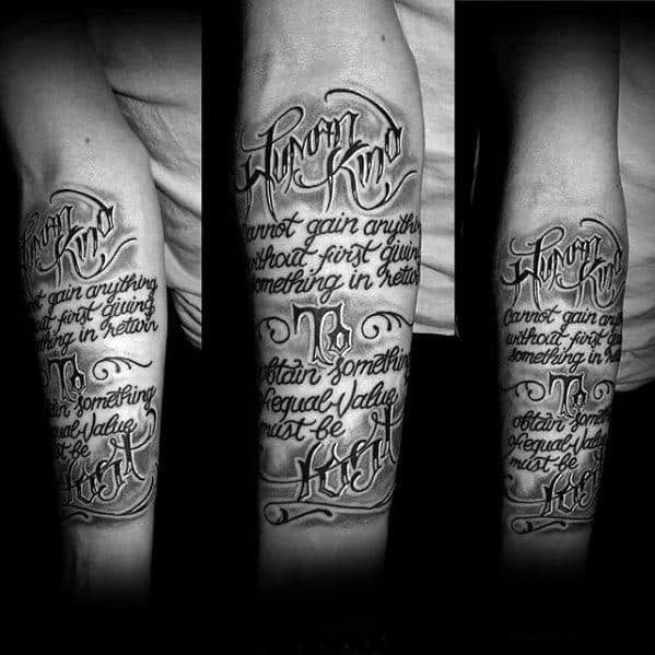 40 Forearm Quote Tattoos For Men - Worded Design Ideas