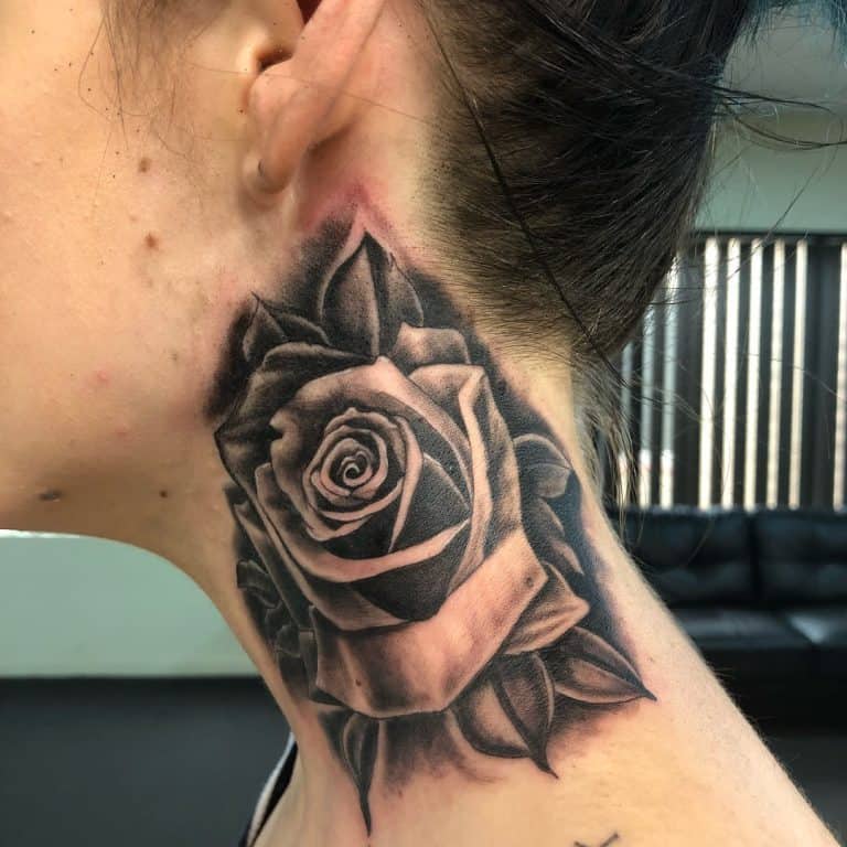 Amazing Rose Neck Tattoo Ideas