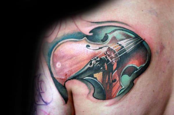 50 Violin Tattoo Designs For Men - Music Instrument Ink Ideas