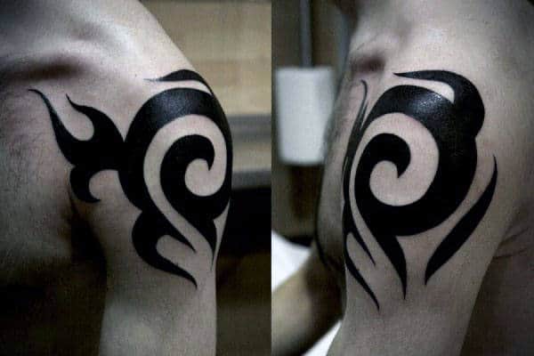 75 Tribal Arm Tattoos For Men - Interwoven Line Design Ideas