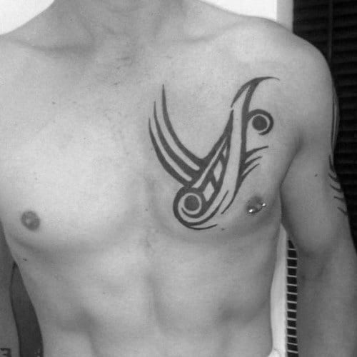 50 Simple Chest Tattoos For Men- Manly Upper Body Design Ideas