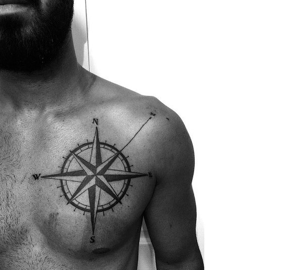 Simple Compass Mens Tattoos
