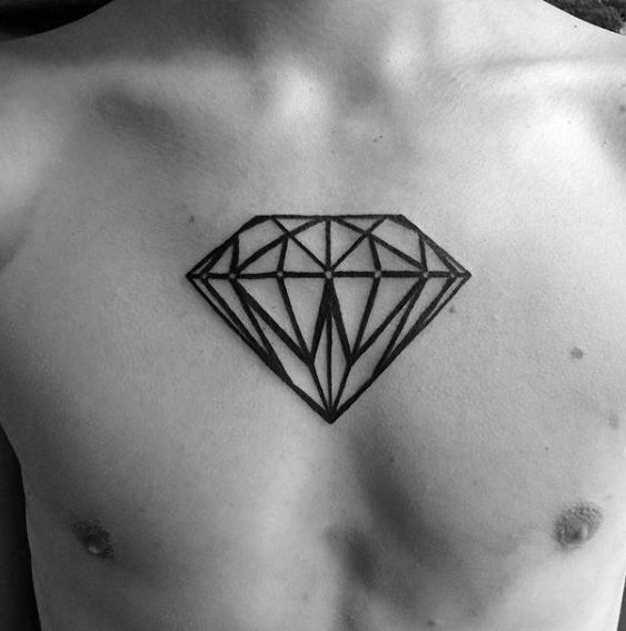 Simple Diamond Traditional Guys Center Of Chest Tattoos