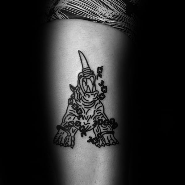 Simple Mens Awesome Rhino With Chains Arm Tattoo