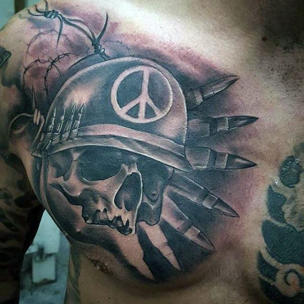 90 Army Tattoos For Men - Manly Armed Forces Design Ideas
 Infantry Skull Tattoo