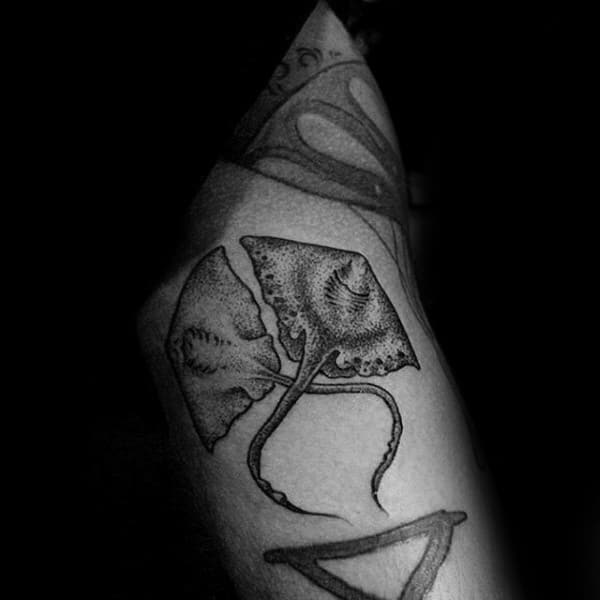 Small Dotwork Stingray Tattoos For Men On Arm