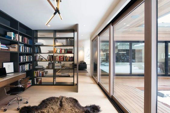 scandinavian office library architects open divider private between studio living bookshelf lloyd modern salt lake homes space nordic weinberg leah