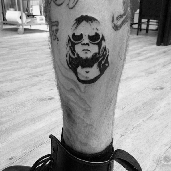 Small Kurt Cobain Leg Unique Mens Nirvana Tattoos