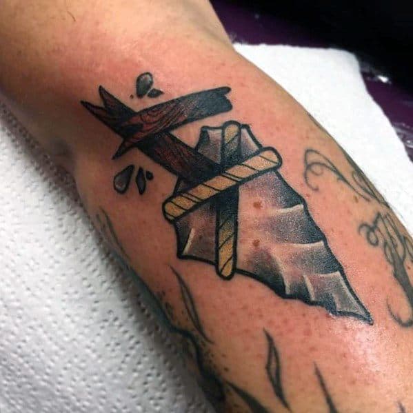 Small Outer Forearm Arrowhead Filler Guys Tattoo Ideas