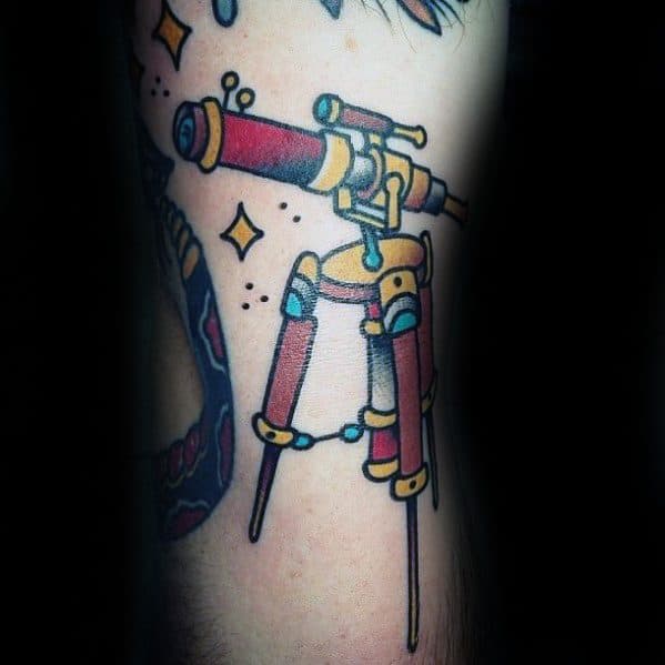 40 Telescope Tattoo Designs For Men Stargazing Ink Ideas