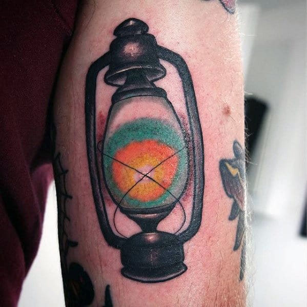 Small Simple Traditional Lantern Mens Ticep Tattoo