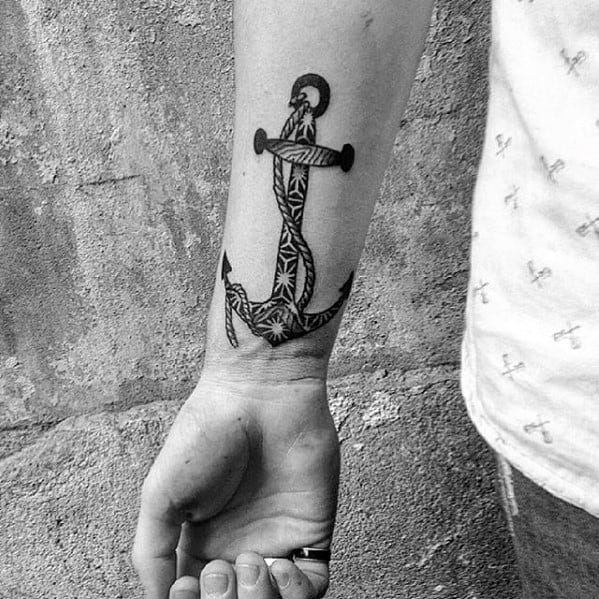 Small Unique Geometic Anchor Mens Inner Forearm Tattoos  Next Luxury