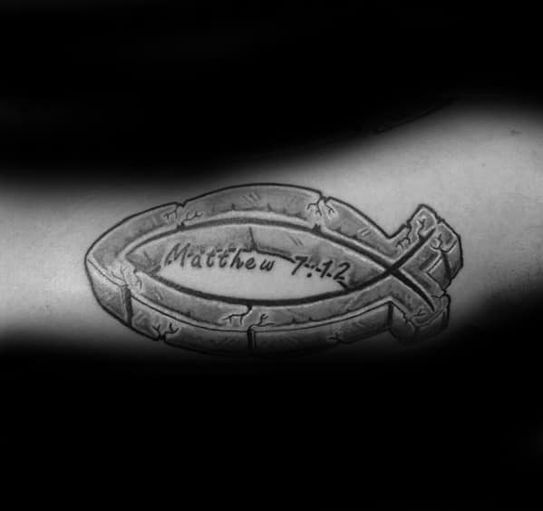 40 Ichthus Tattoo Designs For Men Jesus Fish Ink Ideas