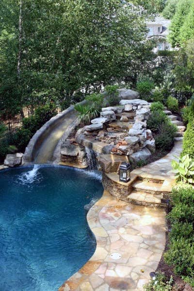 Top 60 Best Pool Waterfall Ideas - Cascading Water Features