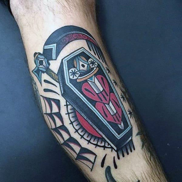 90 Coffin Tattoo Designs For Men - Buried Ink Ideas