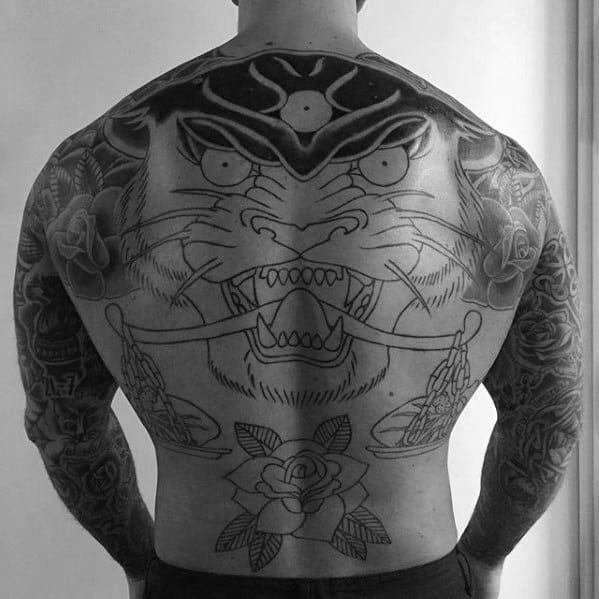 Three Eyed Panther Mens Traditional Tattoo Ideas On Back