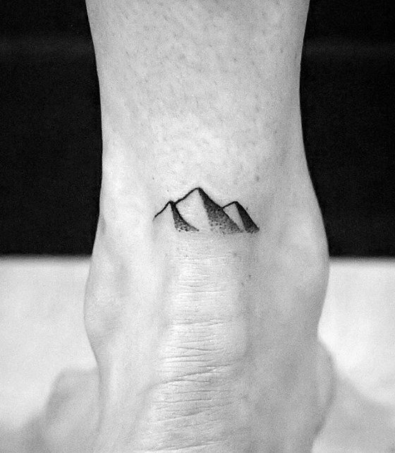 Tiny Cool Simple Mens Mountain Heel Tattoo