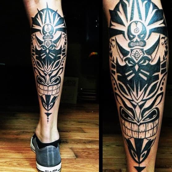 60 Tribal Leg Tattoos For Men - Cool Cultural Design Ideas