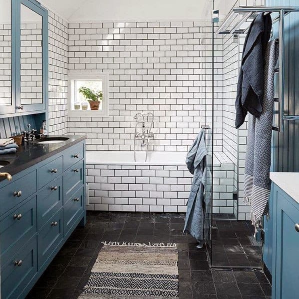 Traditional Home Blue Vanity Bathroom Ideas