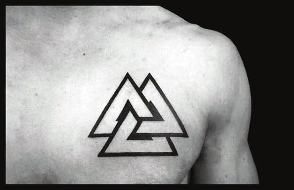 50 Valknut Tattoo Designs For Men - Norse Mythology Ink Ideas