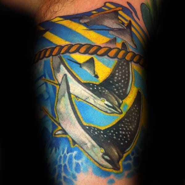 Underwater Cool Guys Stingray Bicep Tattoo Quarter Sleeve