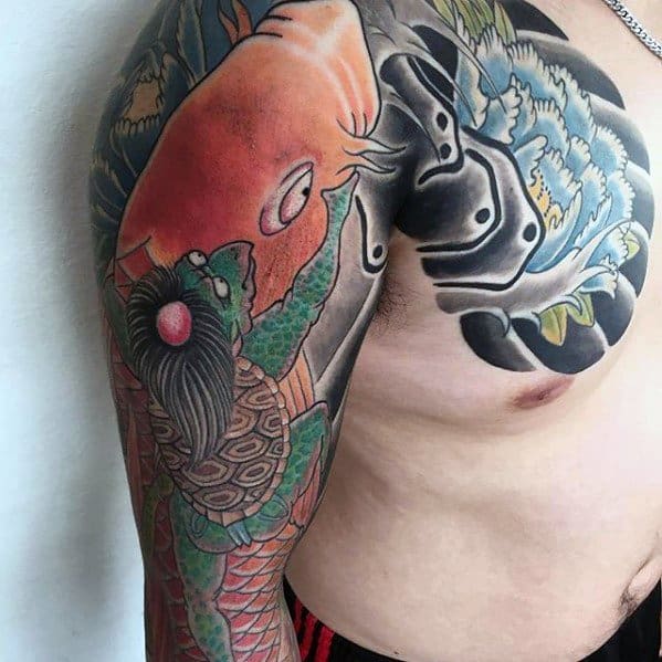 Unique Arm Japanese Koi Fish Sleeve Tattoo For Men