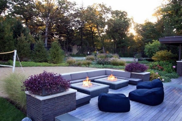 Top 50 Best Deck Fire Pit Ideas - Wood Safe Designs