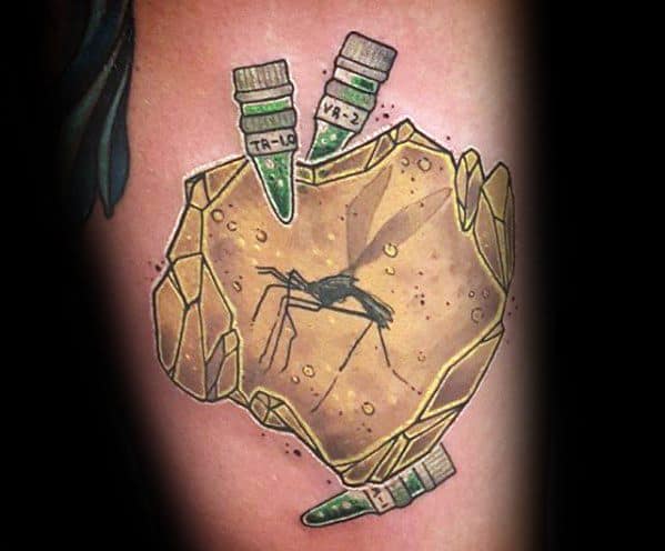 Unique Mens Jurassic Park Amber Rock Arm Tattoos