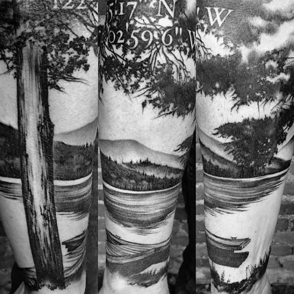 40 Lake Tattoo Designs For Men - Nature Ink Ideas