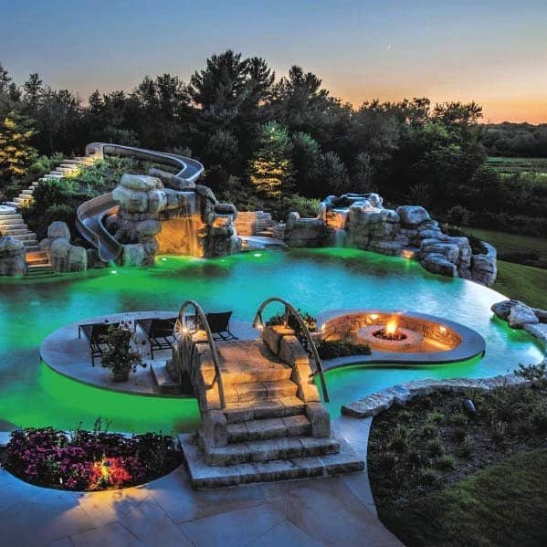 Top 60 Best Pool Waterfall Ideas - Cascading Water Features