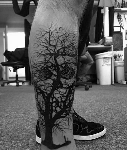 40 Tree Leg Tattoo Design Ideas For Men - Rooted Ink