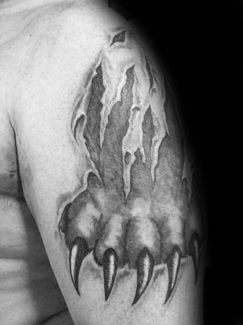 100 Bear Claw Tattoo Designs For Men - Sharp Ink Ideas
 Claw Ripping Skin Tattoo
