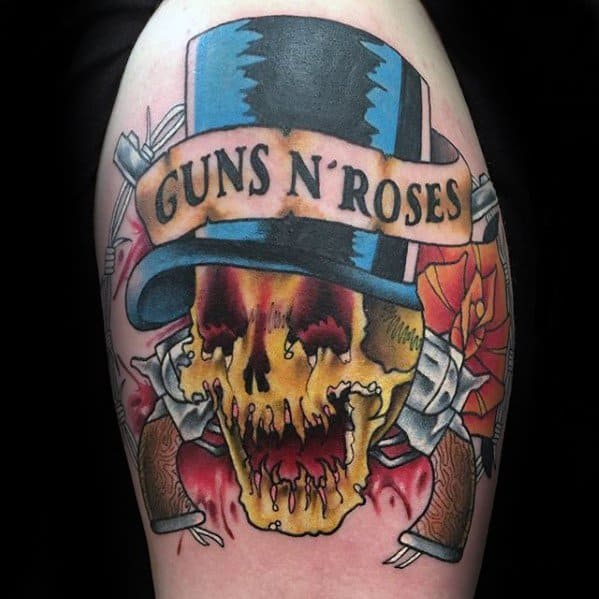 40 Guns And Roses Tattoo Designs For Men - Hard Rock Band Ink Ideas