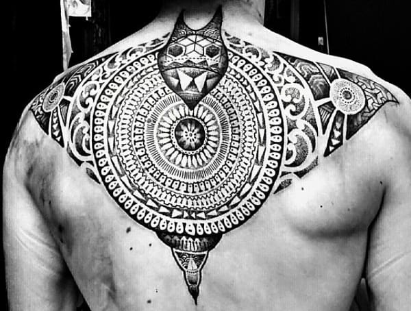 Upper Back Stingray Tribal Back Tattoos For Men