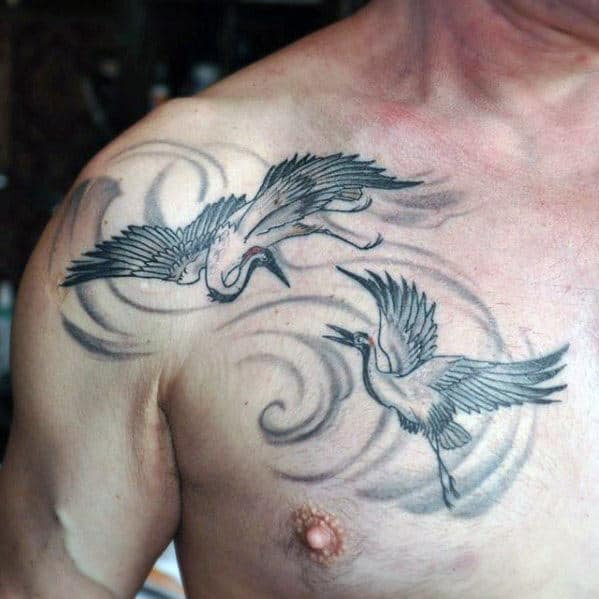 60 Crane Tattoo Designs For Men - Masculine Bird Ink Ideas