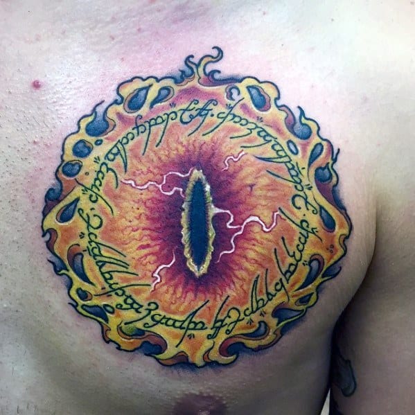 30 Eye Of Sauron Tattoo Designs For Men - Lord Of The Rings Ideas