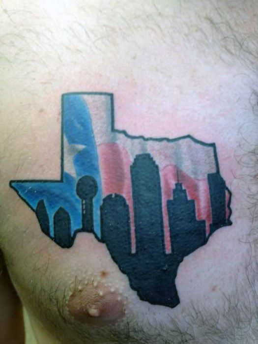 20 Dallas Skyline Tattoo Designs For Men - Texas Ink Ideas