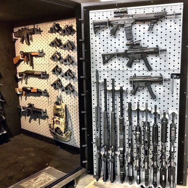 Walk In Gun Room Safe Vault With Rack On Door