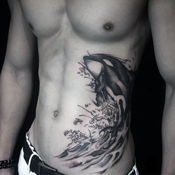 Watercolor Dolphin Unique Chest Mens Tattoos