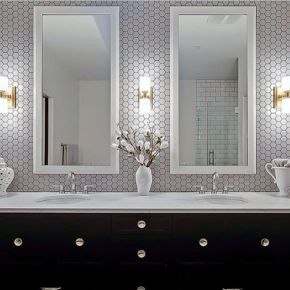 Top 70 Best Bathroom Backsplash Ideas - Sink Wall Designs