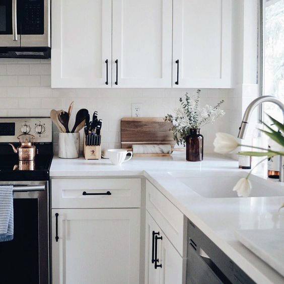  White Kitchen Cabinets Hardware Images with Simple Decor
