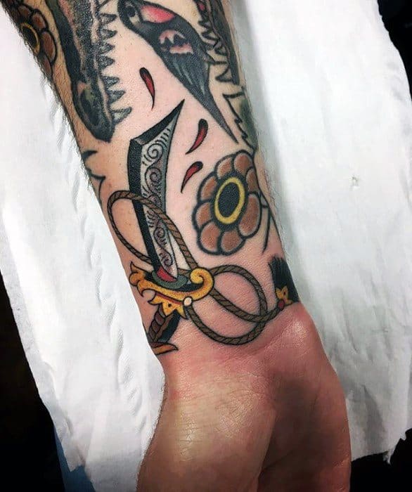 Wrist Sword Filler Tattoos Men