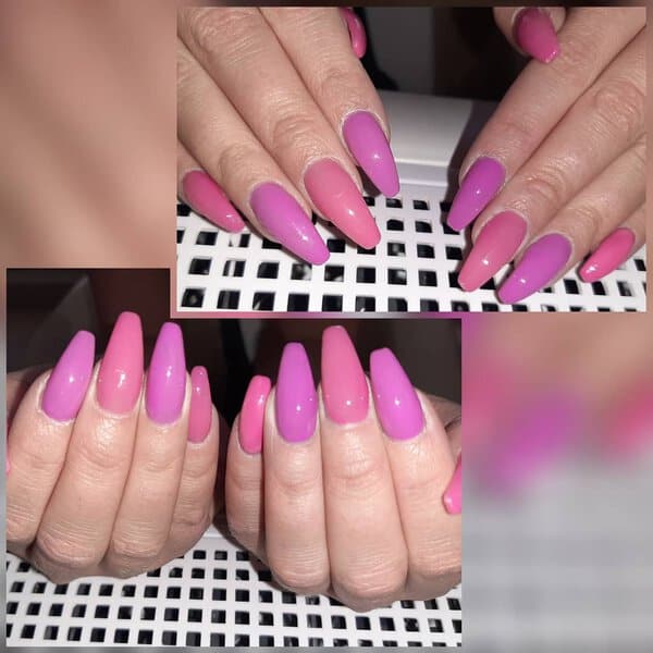 Pink and purple ombre stiletto nails