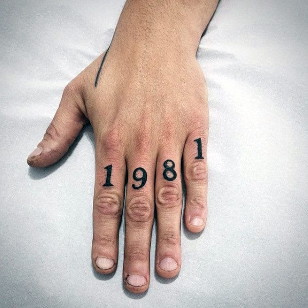 1981 Mens Number Knuckle Tattoos