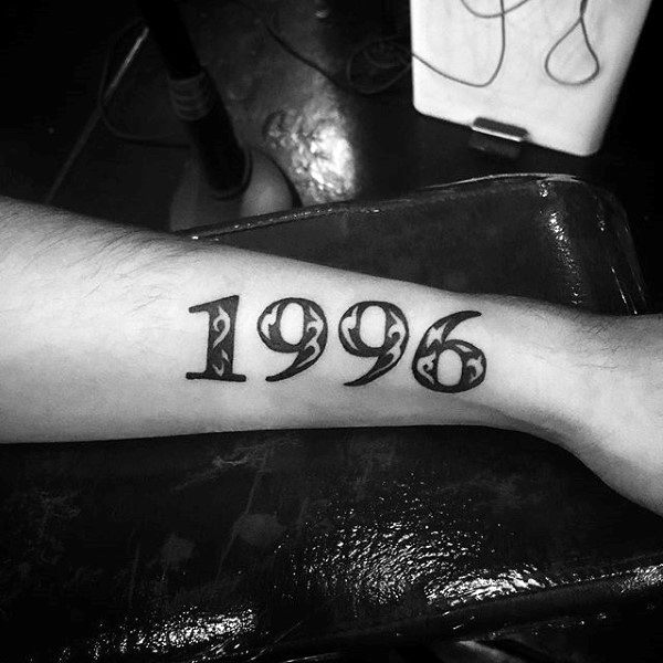 1996 Mens Numbersouter Forearm Tattoos