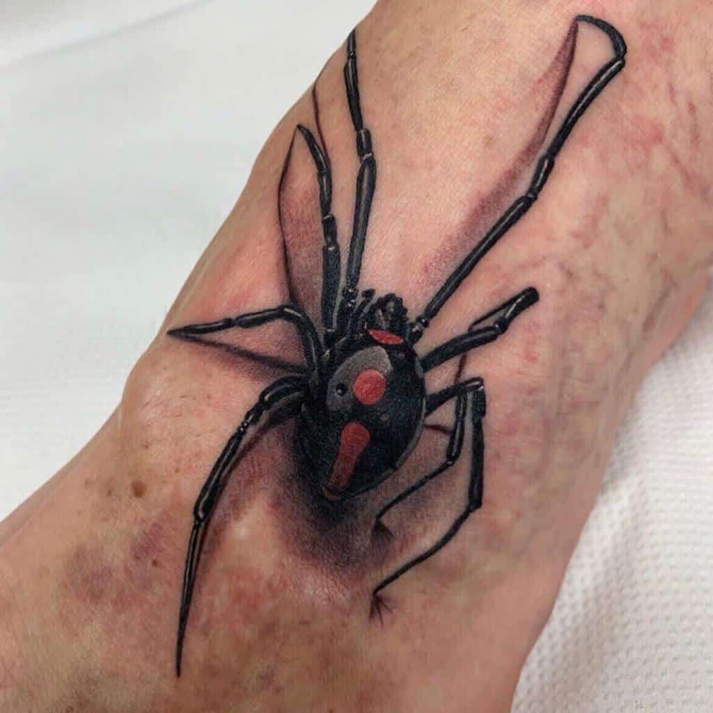 3D Black Widow Spider Tattoo inka_tattoos
