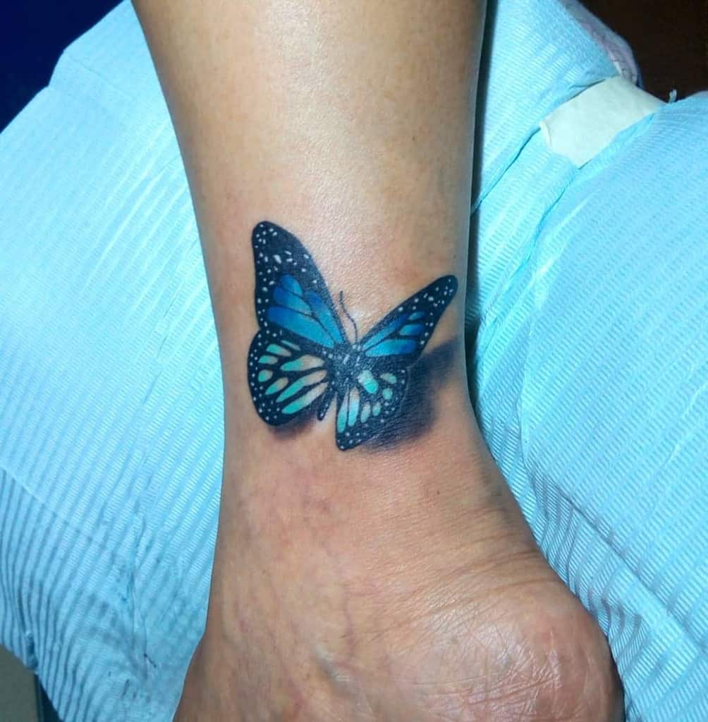 3D Butterfly Ankle Tattoo anthon.tats