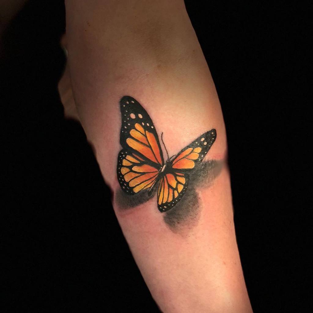 3D Butterfly Forearm Tattoo nicole_trowers_art