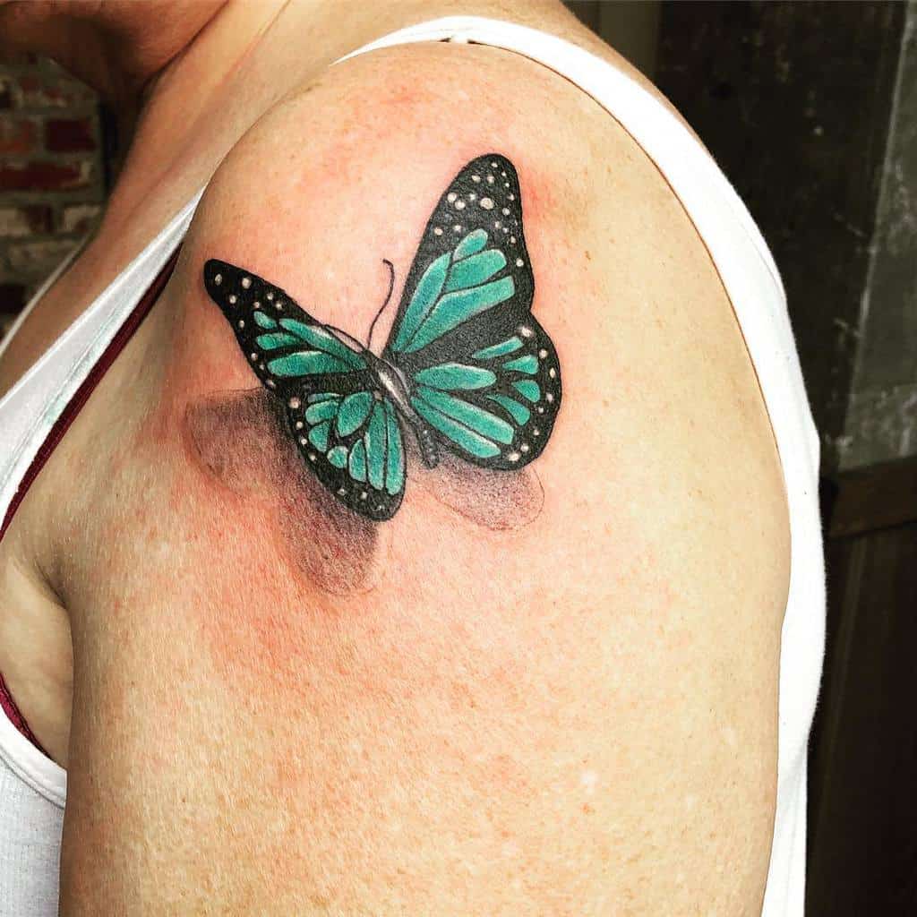 3D Butterfly Shoulder Tattoo rock_n_needles